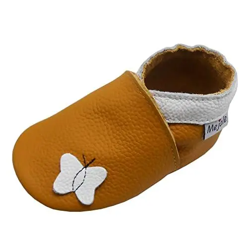 Produktbild: Mejale Weiche Gummisohle Leder Babyschuhe Lauflernschuhe Krabbelschuhe Kleinkind Kinderschuhe Hausschuhe Karikatur Schmetterling (Braun, 18-24 Monate, XL)