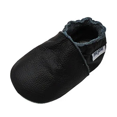 Produktbild: Mejale Weiche Leder Schlüpfen Lauflernschuhe Krabbelschuhe Babyschuhe Mokassin (23/24 EU, Schwarz, Numeric_23)
