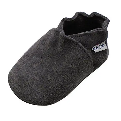 Produktbild: Mejale Weiche Leder Schlüpfen Lauflernschuhe Krabbelschuhe Babyschuhe Mokassin (21/22 EU, Grau, Numeric_21)