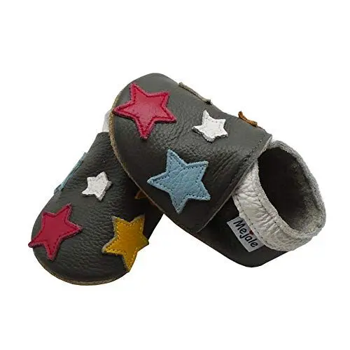 Produktbild: Mejale Weiche Sohle Leder Babyschuhe Lauflernschuhe Krabbelschuhe Kleinkind Kinderschuhe Hausschuhe Karikatur Blume 21/22 EU,Dunkelgrau,L