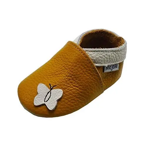 Produktbild: Mejale Weiche Sohle Leder Babyschuhe Lauflernschuhe Krabbelschuhe Kleinkind Kinderschuhe Hausschuhe Karikatur Schmetterling(0-6 Monate, braun,S)