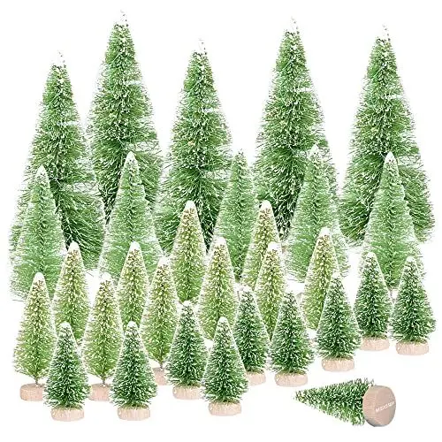 Produktbild: 30 Stück 4 Größen Künstlicher Weihnachtsbaum Miniatur Klein Tisch Christmasbaum Mini Grün Tannenbaum mit Schnee-Effek Mini Weihnachts Baum Dekoration Geschenk Tischdeko, DIY, Schaufenster