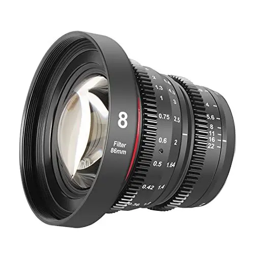 Produktbild: MEKE 8 mm T2.9 große Blende manueller Fokus Prime Low Distortion 4K Mini Cine Objektiv für Micro Four Thirds M4/3 MFT kompatibel mit Olympus/Panasonic Lumix Kameras und BMPCC 4K Zcam E2 GH5 GH6 GH7