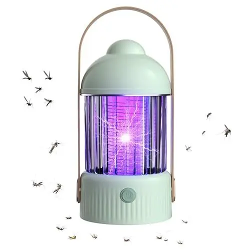 Produktbild: Mekidulu 4-in-1-Mückenvernichtungslampe, Elektrischer Mückenvernichter, Insektenvernichter, Nachtlicht und LED-Beleuchtung, Sicher und ohne Strahlung (Grün) Mosquito - und Insektenfalle