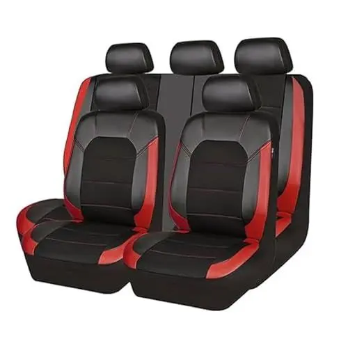 Produktbild: MeKnMoney Auto Sitzbezüge Set für Toyota Yaris Hybrid 2020-2024 2025, 9pcs Vorne und Hinten Sitzbezügesets Sitzschoner Innenraum Zubehör,C/Black Red