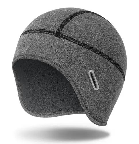 Produktbild: MELASA Warme Winter Fahrradhelm Mütze, Helmet Liner Skull Cap mit Brillenlöchern, HelmunterziehmüTze für Herren Damen Radfahren Skifahren Laufen Grau
