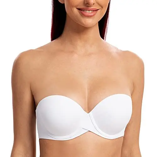 Produktbild: MELENECA Damen Push-Up Trägerlos BH - Bügel BH mit geformte Cups Weiß 75B