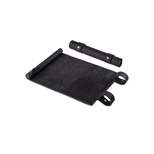 Produktbild: Melia Games RPG Würfelmatte zum Rollen - handgefertigte Würfelunterlage aus Echt-Leder - Pen and Paper Matte mit Würfelfach - für Fantasy-Rollenspiele (Pure Black)