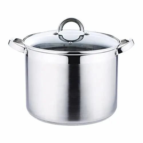 Produktbild: MELIANDA MA-19500 Edelstahl Kochtopf Induktion (Suppentopf mit 12 L Fassungsvermögen, Topf für Elektro und Gas mit Glasdeckel, Nudeltopf mit Dampfloch, hochwertiger Pastatopf, 28 x 21,5 cm)