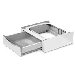 Produktbild: Meliconi Base Tower Extra L60, Universal Waschmaschinen- & Trockner-Verbindungsrahmen, Vormontierter Trocknerfuß mit 28-Liter-Schublade, Inklusive Sicherheitsgurt, Lastkapazität 250 kg, Weiß