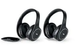 Produktbild: Meliconi Kopfhörer Easy Digital Bundle, 2 drahtlose Stereo-TV-Headsets, 100% digital, mit analogem/digitalem Audioeingang und dimensionalem Transmitterfuß, schwarz