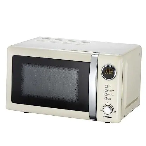 Produktbild: Melissa 16330108 Classico Mikrowelle Mikrowellenofen Retro-Design Metall-Gehäuse, 20 Liter Garraum, 700 Watt Mikrowellenleistung, Timer, 5 Leistungsstufen, Creme