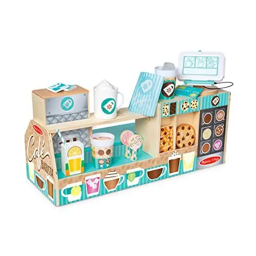 Produktbild: Melissa & Doug Coffee Shop, Kaffeebar aus Holz für Kinder ab 3 Jahren, 36 Teile für ein realistisches Spielerlebnis