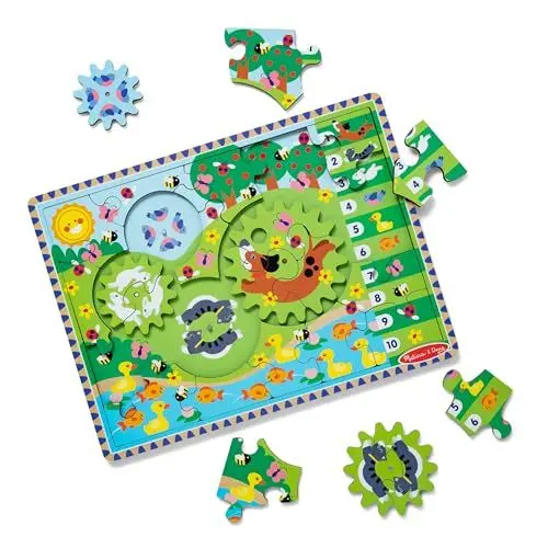 Produktbild: Melissa & Doug Tierjagd-Puzzle aus Holz mit drehenden Zahnrädern – 24 Teile