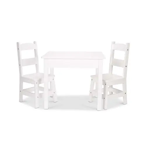 Produktbild: Melissa & Doug | Tisch und Stühle aus Massivholz | Kindermöbel| Robuste Holzmöbel | Tolles Geschenk für Mädchen und Jungen – ideal für 3,4, 5 Jahre und älter