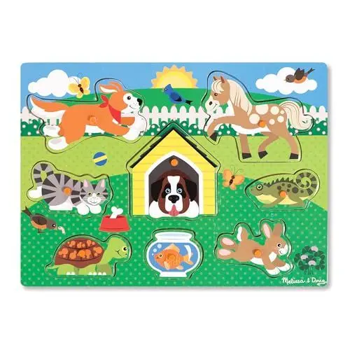 Produktbild: Melissa and Doug Haustiere Holzpuzzle Kinder , Puzzle ab 2 Jahre , Greifpuzzle Steckpuzzle Holz ab 2 Jahre , Holzpuzzle ab 2 , Holzspielzeug Spiele ab 2 Jahre , Schichtpuzzle Holz Puzzles Kind
