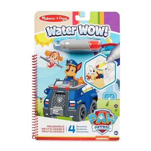 Produktbild: Melissa and Doug PAW Patrol Chase Water Wow Malbuch mit Wasserstift, Wasser , Wassermalbuch ab 3 4 5 6 Jahre, Wasserzauber , Malbücher für Kinder
