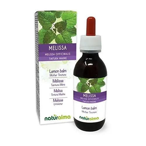 Produktbild: Melisse oder Zitronenmelisse (Melissa officinalis) Blätter Alkoholfreier Urtinktur Naturalma - Flüssig-Extrakt Tropfen 120 ml - Nahrungsergänzungsmittel - Veganer