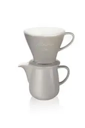 Produktbild: Melitta 6768456 Pour Over Set grau (Kaffeefilter 1x4 + Porzellan Kaffeekanne 0,6 l) Classic Edition
