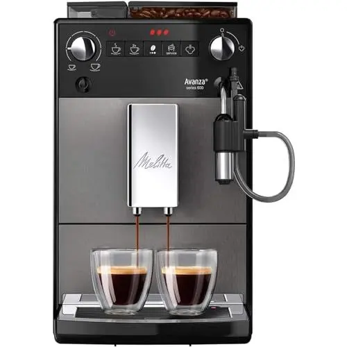Produktbild: Melitta Avanza - Kaffeevollautomat mit Milchsystem, Kaffeemaschine mit Mahlwerk und extragroßem Wassertank (1,5 l) für z. B. Cappuccino oder Espresso, mystic titan
