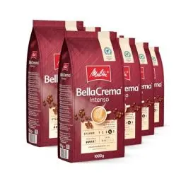 Produktbild: Melitta BellaCrema Intenso Ganze Kaffee-Bohnen 8 x 1kg, ungemahlen, Kaffeebohnen für Kaffee-Vollautomat, kräftige Röstung, geröstet in Deutschland, Stärke 4, im Tray