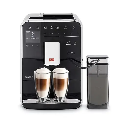 Produktbild: Melitta Barista TS Smart - Kaffeevollautomat mit Milchsystem, Kaffeemaschine mit Mahlwerk und 2-Kammer-Bohnenbehälter für 21 Kaffeespezialitäten, App Steuerung möglich, schwarz