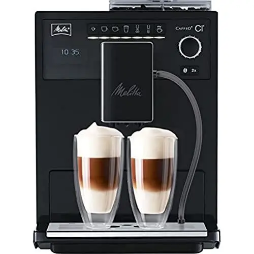Produktbild: Melitta Caffeo CI - Kaffeevollautomat - mit Milchsystem - Zweikammer Bohnenbehälter - Direktwahltaste - 4-stufig einstellbare Kaffeestärke - Pure Black (E970-003)