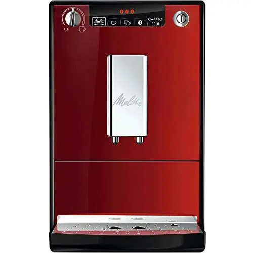Produktbild: Melitta Caffeo Solo E950-204 Schlanker Kaffeevollautomat mit Vorbrühfunktion | 15 Bar | LED-Display | höhenverstellbarer Kaffeeauslauf | Herausnehmbare Brühgruppe | Rot