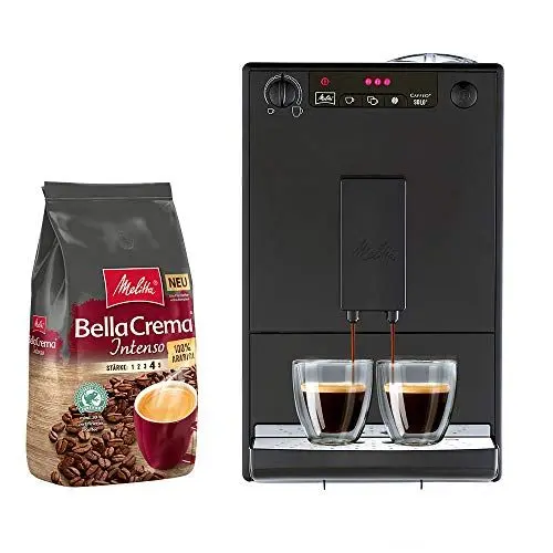 Produktbild: Melitta Caffeo Solo E 950-222 Kaffeevollautomat pure black + Melitta BellaCrema Intenso Ganze Kaffeebohnen