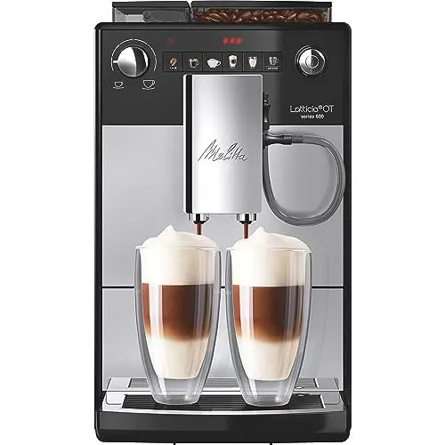 Produktbild: Melitta Latticia OT - Kaffeevollautomat mit Milchsystem, Kaffeemaschine mit Mahlwerk für z. B. Kaffee oder Cappuccino, silber/schwarz