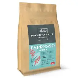 Produktbild: Melitta Manufaktur-Kaffee Espresso Spezialitäten-Kaffee, 500g, ganze Kaffee-Bohnen, ungemahlen, Single-Origin-Farm-Kaffee aus Indien, geröstet in Deutschland, Stärke 5