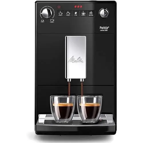 Produktbild: Melitta Purista - Kaffeevollautomat mit Lieblingskaffee-Funktion, Kaffeemaschine mit Mahlwerk und 3-stufig einstellbarer Kaffeestärke, für Kaffee und Espresso, schwarz
