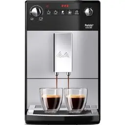 Produktbild: Melitta Purista - Kaffeevollautomat mit Lieblingskaffee-Funktion, Kaffeemaschine mit Mahlwerk und 5-stufig verstellbarem Mahlgrad, für Kaffee und Espresso, silber/schwarz