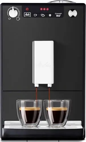 Produktbild: Melitta Solo - Kaffeevollautomat mit höhenverstellbarem Auslauf, kleine Kaffeemaschine mit abnehmbarem Wassertank, für z. B. Espresso oder Café Crème, matt schwarz