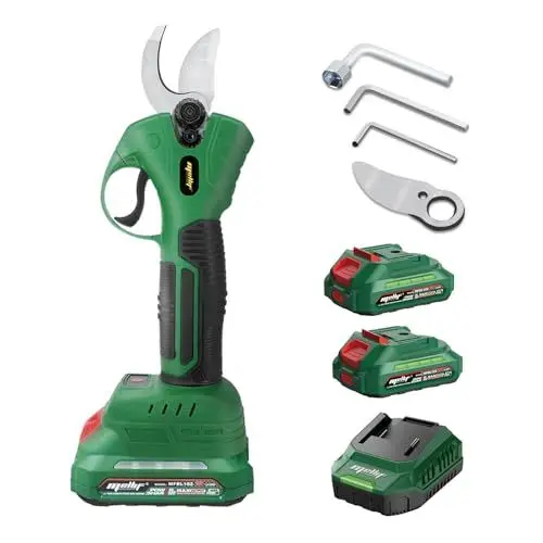 Produktbild: Mellif Akku Astschere für Makita Akku 18V, Gartenschere Akku mit 2×2 Ah MELLIF Batterien, 1×2 Ah Ladegerät, Bürstloser Mortor, 25 mm Aststärke, SK5 Klingen Baumschere elektrisch für Gartenarbeit