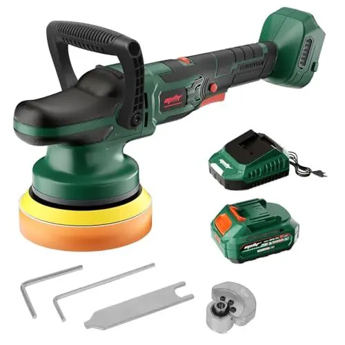 Produktbild: Mellif Poliermaschine Auto, Akku-Exzenterpolierer mit Dual-Action, Bürstenloser Motor, 6-stufiger Geschwindigkeit, 5500 OPM, kompatibel mit Makita 18V Akku (inkl. Mellif 4.0Ah Akku + 2.0A Ladegerät)