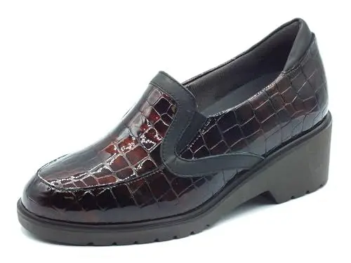 Produktbild: Melluso R35727D Martina Moro Mokassins für Damen Leder Verarbeitung Kokosnuss Lackleder Hohe Keilabsatz, dunkelbraun, 38 EU