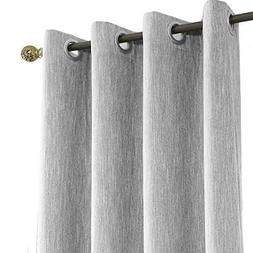 Produktbild: Melodieux Vorhänge Grau Verdunkelung Gardinen Blickdicht Leinenoptik für Wohnzimmer kinderzimmer Schlafzimmer 137x168cm - 1 Stück