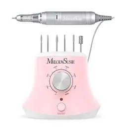 Produktbild: MelodySusie Elektrische Nagelfräser 30000 U/Min Professionelle Elektrische Nagelfeile Maniküre Pediküre Set Gelnägel Acrylnägel Nagelpflege Fräser Set mit Fußpedal für Nagelstudio Zuhause, Rosa