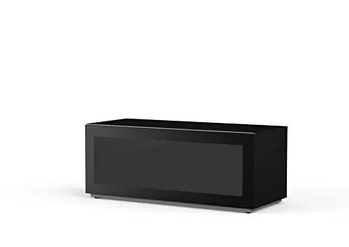 Produktbild: Meloni MyTV Stand 12050F Glass Black, 120x 50 cm, komplett aus IR Friendly Glas für Soundbar, gefederte Öffnung mit Gaspistole