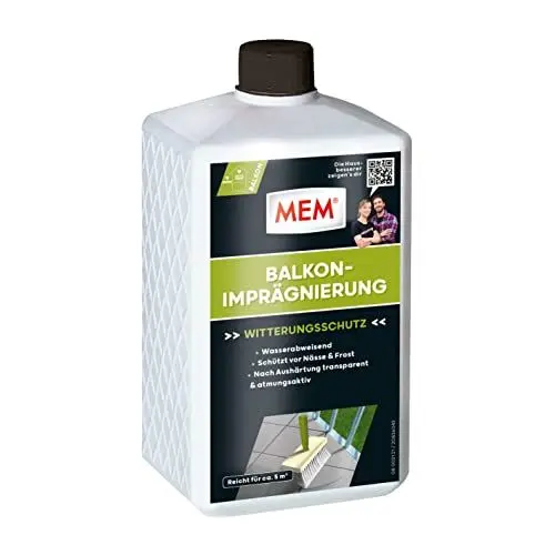 Produktbild: MEM Balkon-Imprägnierung, Für saugende Untergründe, Wasserabperleffekt, Wasserdicht und atmungsaktiv, Lösemittelfrei, 1 l
