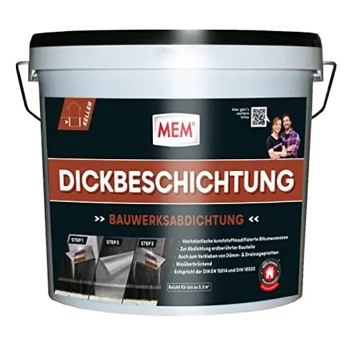 Produktbild: MEM Dickbeschichtung, Für Neu- und Altbauten, Tausalzbeständig und fäulnisfest, Gebrauchsfertig, Einfach zu verarbeiten, Lösemittelfrei, 12 l, Dunkelbraun