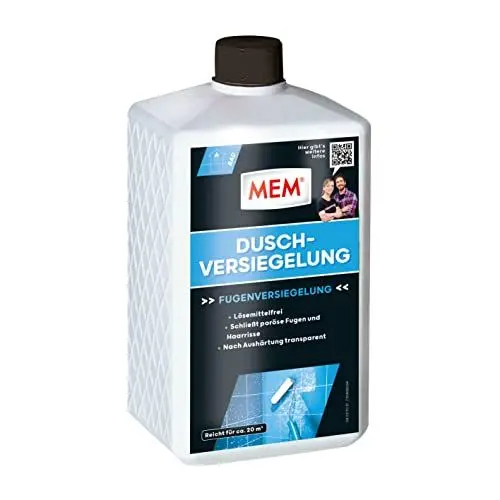 Produktbild: MEM Dusch-Versiegelung, Für Nasszellen, Auf allen Untergründen anwendbar, Schließt Fugen und Haarrisse, Anwendungsfertig, Atmungsaktiv, Lösemittelfrei, 1 l, Transparent