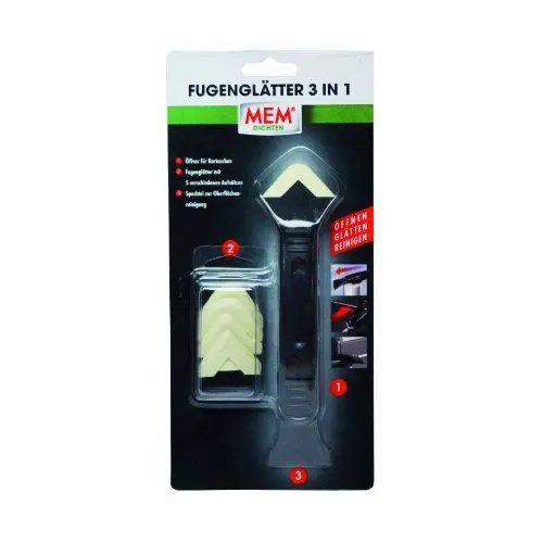 Produktbild: MEM Fugenglätter 3in1, Fugenglätter zum Glätten, Abziehen und Modellieren von Fugen, Spachtel zum Reinigen, Kartuschenöffner