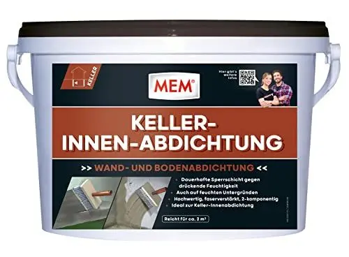 Produktbild: MEM Keller-Innen-Abdichtung, Dauerhafte Sperrschicht gegen eindringendes Wasser, 2-komponentige Wand- und Bodenabdichtung, Gegen drückende Feuchtigkeit, 5 kg