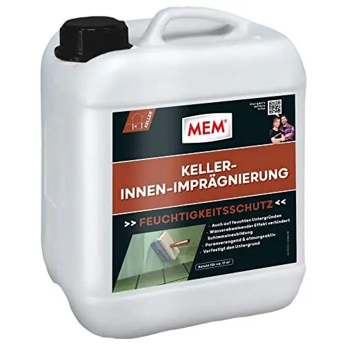 Produktbild: MEM Keller-Innen-Imprägnierung, Zur Abdichtung von feuchten und nassen Flächen, Für verschiedene Untergründe, Lösemittelfrei, 5 l Behälter