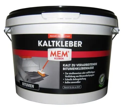 Produktbild: MEM Kaltkleber, Zur Verklebung und Reparatur von Bitumendachpappen, Mit schneller Anfangshaftung, Lösemittelfrei, 3 kg, Schwarz