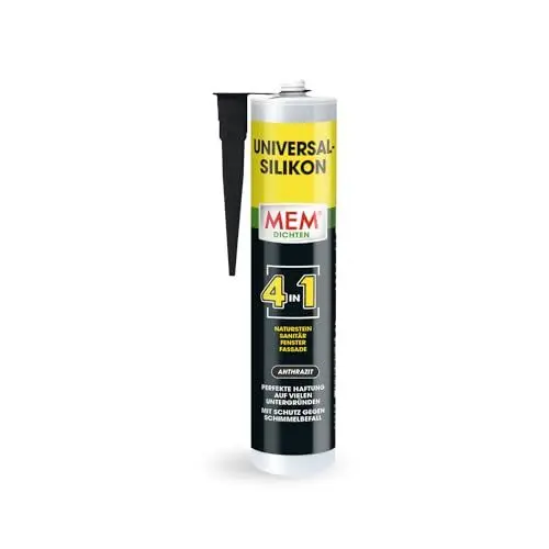 Produktbild: MEM Universal Silikon 4in1, Silikon-Dichtstoff für Naturstein, Sanitär, Fenster und Fassade, Innen- und Außenbereich, 300ml Kartusche, Anthrazit