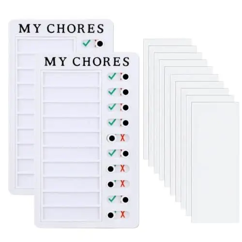 Produktbild: Memo Checklist Boards,2 Stück Checklist Boards To Do List Memo Tafel Chore Chart mit 10 Trocken Löschen Papier für Zeitplan Lernplanung Erinnerung(Weiß)