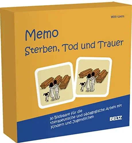 Produktbild: Memo Sterben, Tod und Trauer: 30 Bildpaare für die therapeutische und pädagogische Arbeit mit Kindern und Jugendlichen. Mit 20-seitigem Booklet in ... 6,5 x 6,5 cm. (Beltz Therapiespiele)